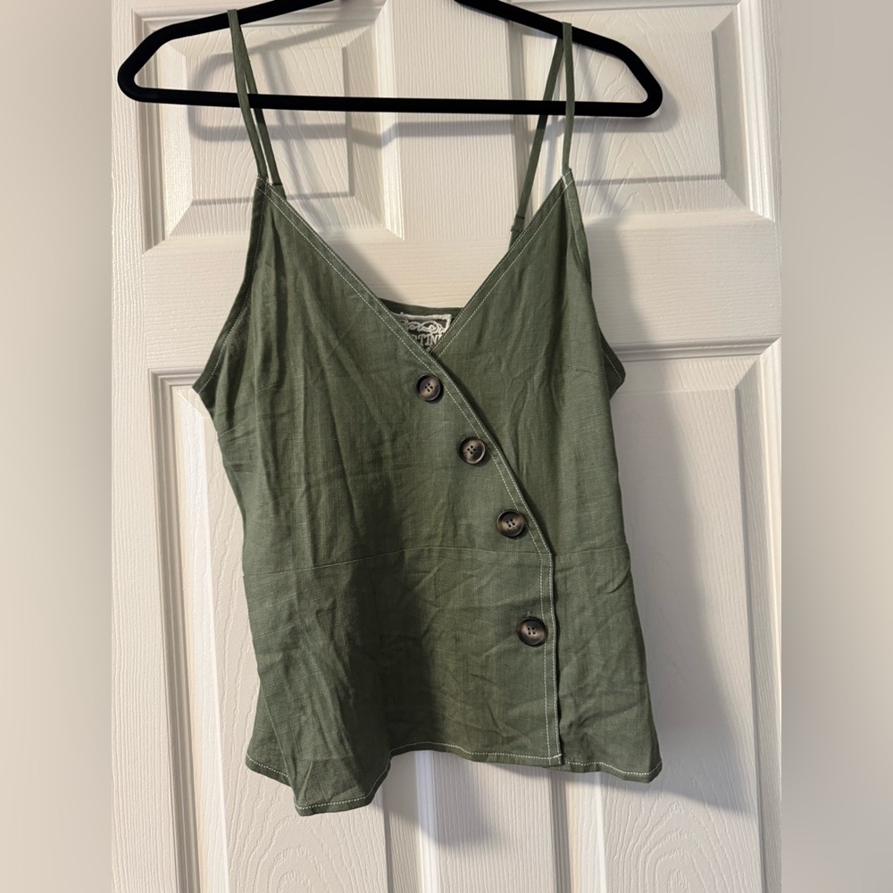 Pink Martini Asymmetrical Green Camisole Top
